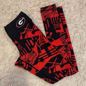 GEORGIA BULLDOG Red and Black Patterned Leggings